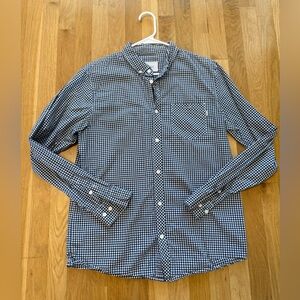 Vintage 90s/Y2K Surfer Skater Active USA Navy and White Gingham Shirt Men's L